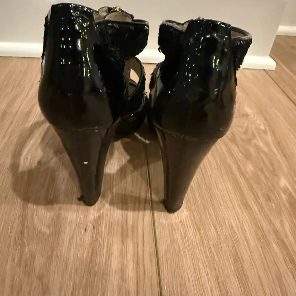Michael Kors Black Sequence Heels with gold zipper